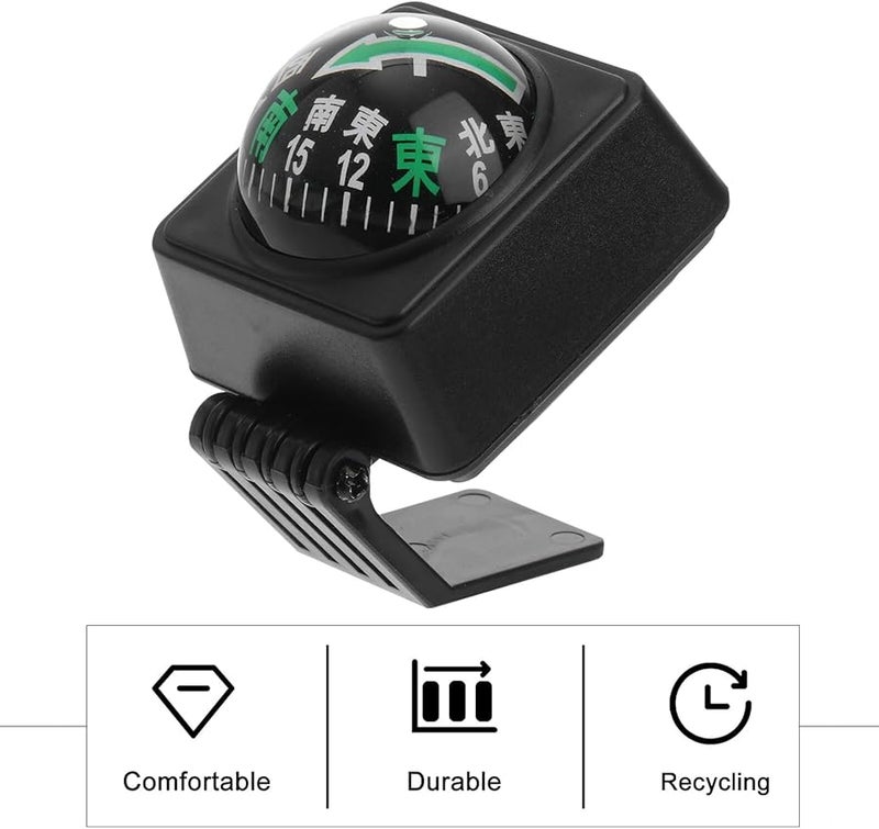 HIAKDOFT بوصلة لوحة القيادة للسيارة كرة دليل الاتجاه اكسسوارات السيارات للشاحنة القارب التخييم أسود - Image 4